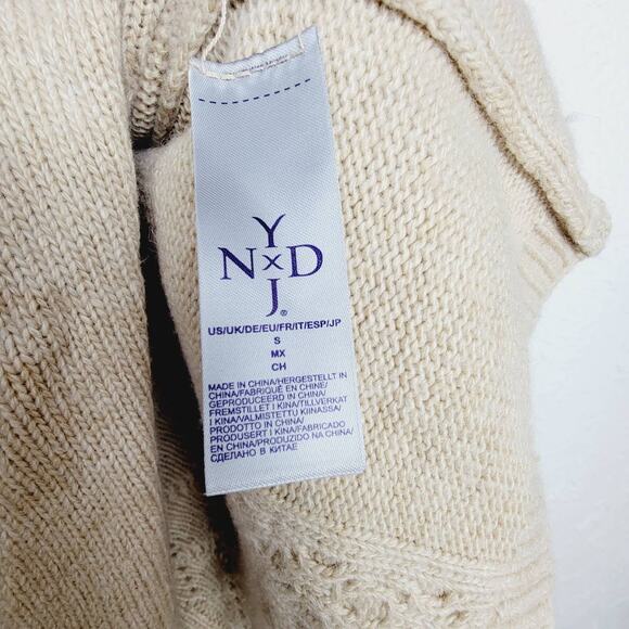 NYDJ Cable Knit Cowl Neck Cream Poncho Sweater - Size Small - Picture 7 of 8